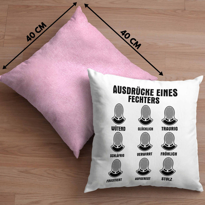 Fechter Geschenk Kissen mit Füllung 40x40 Geschenkidee Fechten Ausdrücke Eines Fechters Lustiger Spruch (Grau) Rosa Trendation