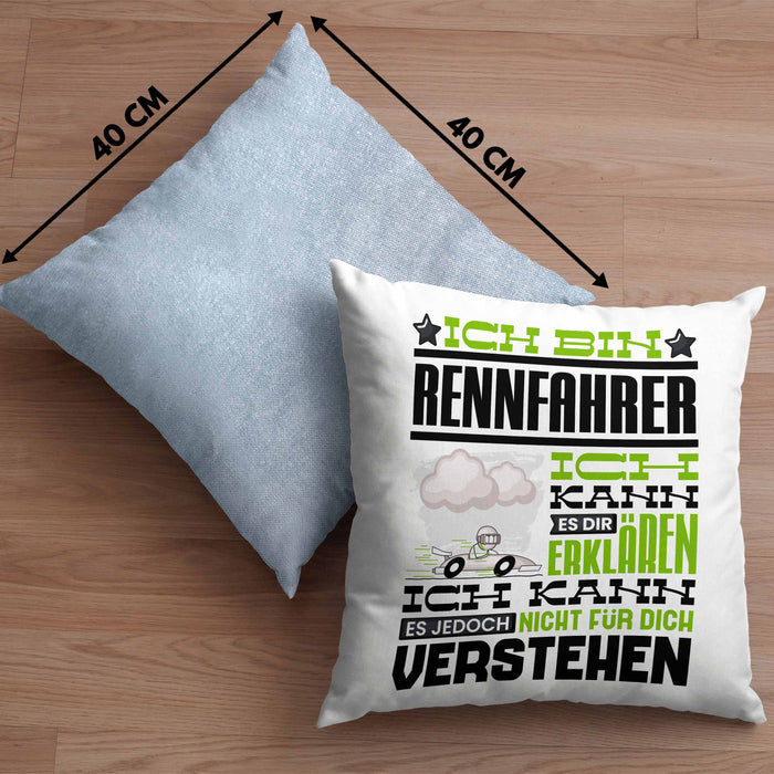 Rennfahrer Geschenk Kaffee-Kissen mit Füllung 40x40 Geschenkidee für Rennfahrer Ich Bin Rennfahrer Ich Kann Es Dir Erklären Jedoch Nicht Für Dich Verstehen Spruch Lustig (Grau) Blau Trendation