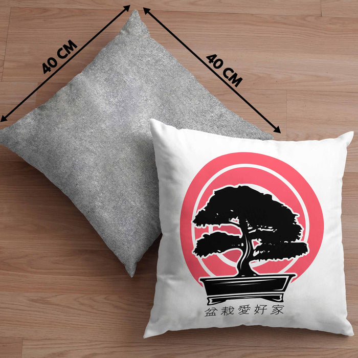 Lustige Bonsai Kissen mit Füllung 40x40 Geschenk für Bonsai-Liebhaber Grafik (Grau) Grau Trendation