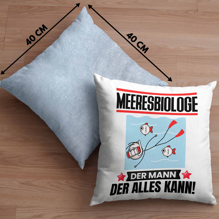 Meeresbiologe Kissen mit Füllung 40x40 Geschenk für Meeresbiologe Der Mann Der Alles Kann Geschenkidee zum Geburtstag (Grau) Blau Trendation