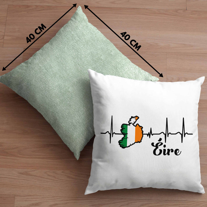 Irland Kissen mit Füllung 40x40 "Herzschlag Eire" Geschenk für Irland-Fans (Grau) Grün Trendation