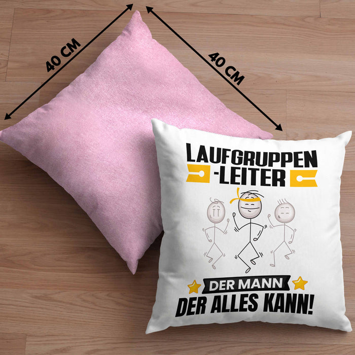 Laufgruppenleiter Kissen mit Füllung 40x40 Geschenk für Laufgruppenleiter Der Mann Der Alles Kann Geschenkidee zum Geburtstag (Grau) Rosa Trendation
