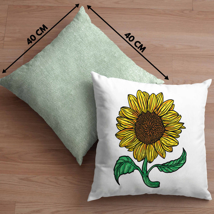 Lustige Sonnenblume Kissen mit Füllung 40x40 Geschenk für Sonnenblumenliebhaber (Grau) Grün Trendation