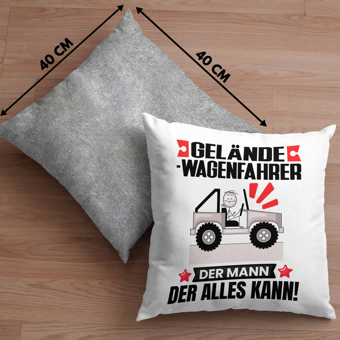 Geländewagenfahrer Kissen mit Füllung 40x40 Geschenk für Geländewagenfahrer Der Mann Der Alles Kann Geschenkidee zum Geburtstag (Grau) Grau Trendation