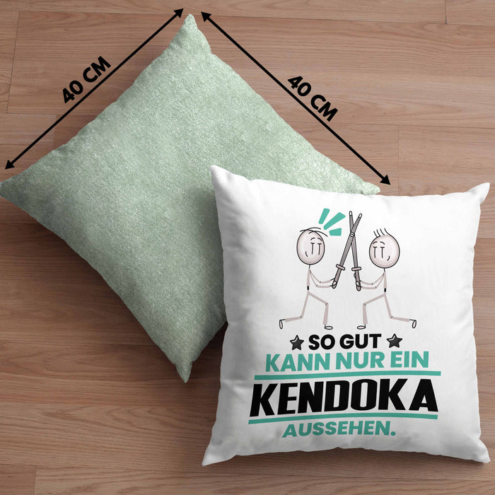 Kendoka Geschenk Kissen mit Füllung 40x40 So Gut Kann Nur Ein Kendoka Aussehen Geschenkidee (Grau) Grün Trendation