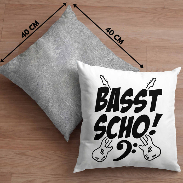 Bassist Kissen mit Füllung 40x40 Geschenk Bass-Spieler Geschenkidee Basst Scho ! (Grau) Grau Trendation