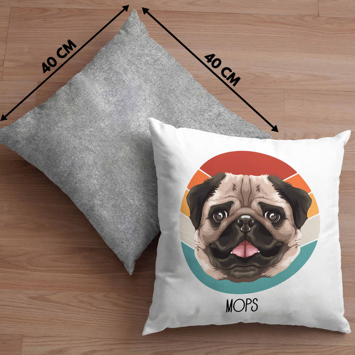 Mops Besitzer Kissen mit Füllung 40x40 Geschenk Lustiger Spruch Geschenkidee Mops Mama Papa (Grau) Grau Trendation