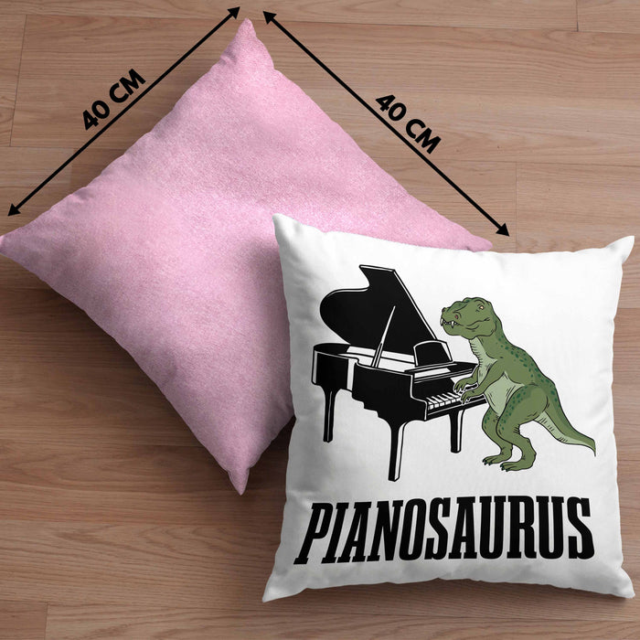 Pinaosaurus Piano-Spieler Kissen mit Füllung 40x40 Geschenk Klavier (Grau) Rosa Trendation