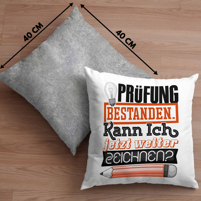 Bachelor Master Prüfung Bestanden Geschenk Kissen mit Füllung 40x40 Studium Prüfung Bestanden Kann Ich Jetzt Weiter Zeichnen Künstlerin (Grau) Grau Trendation