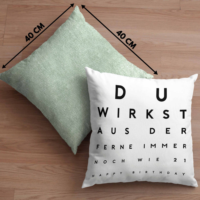 Happy Birthday Kissen mit Füllung 40x40 Du Wirst Aus Der Ferne Immer Noch Wie 21 Geburtstag Geschenkidee Männer Frauen Geschenk zum Geburtstag (Grau) Grün Trendation