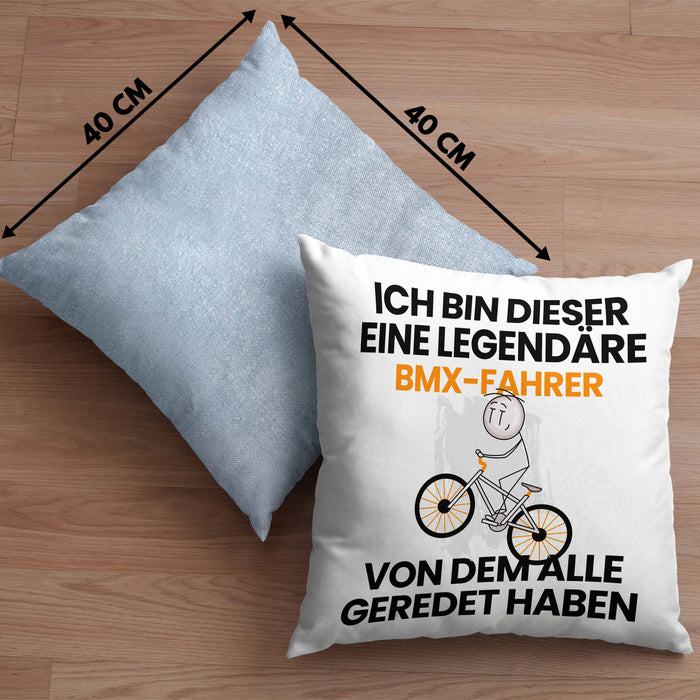 BMX-Fahrer Geschenk Kissen mit Füllung 40x40 Lustige Geschenkidee Geburtstag für BMX-Fahrer Ich Bin Dieser Legendäre BMX-Fahrer Von Dem Alle Geredet Haben (Grau) Blau Trendation