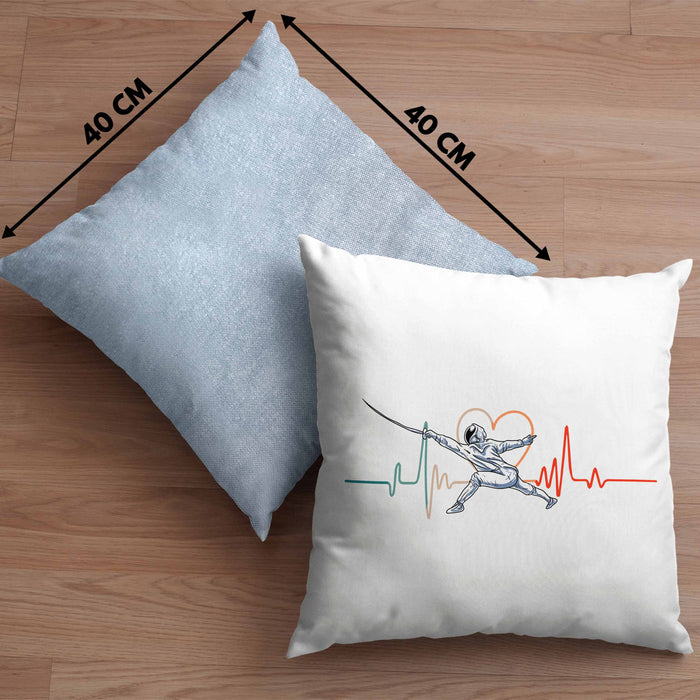 Lustige Fechten-Kissen mit Füllung 40x40 Geschenk für Fechter Herzschlag (Grau) Blau Trendation