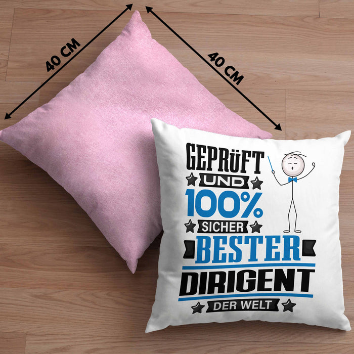 Dirigent Geschenk Lustiger Spruch für Dirigent Geschenkidee Bester Dirigent Der WeltKissen mit Füllung 40x40 (Grau) Rosa Trendation