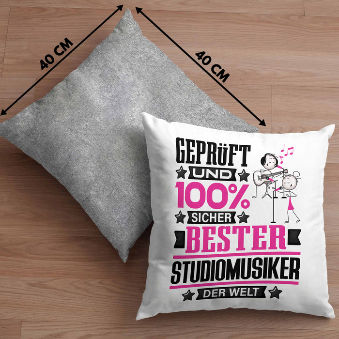 Studiomusiker Geschenk Lustiger Spruch für Studiomusiker Geschenkidee Bester Studiomusiker Der WeltKissen mit Füllung 40x40 (Grau) Grau Trendation