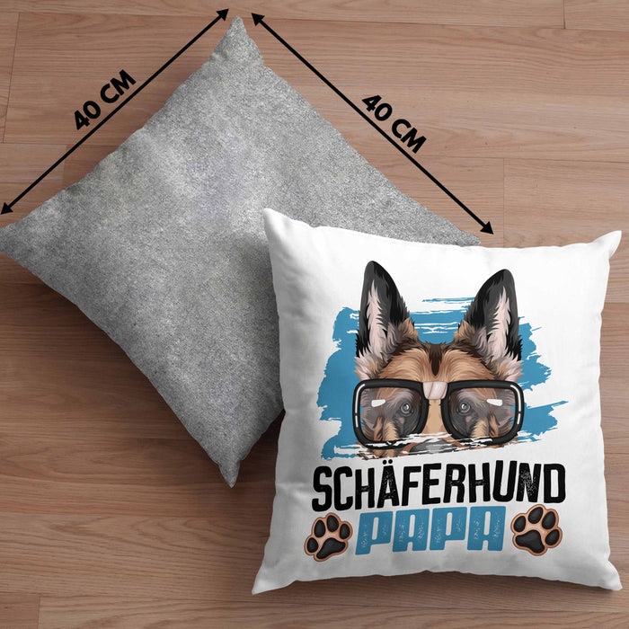 Schäferhund Papa Besitzer Kissen mit Füllung 40x40 Geschenk Lustiger Spruch Geschenkidee Schäferhund Liebhaber (Grau) Grau Trendation