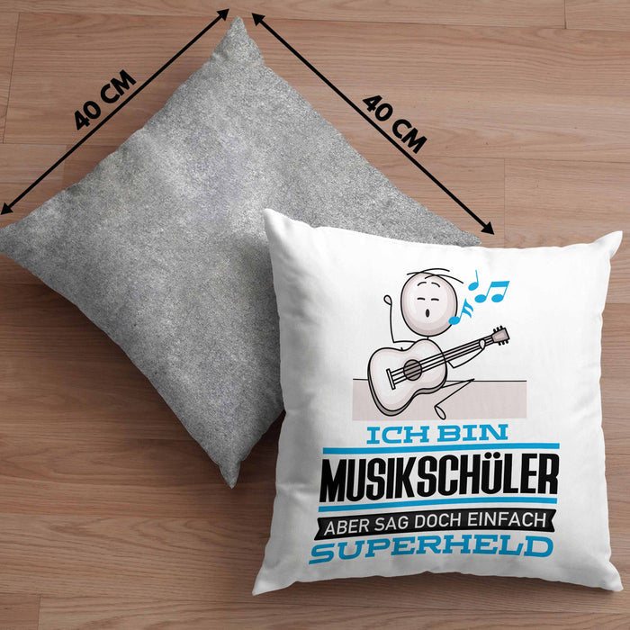 Musikschüler Geschenk Kissen mit Füllung 40x40 Ich Bin Musikschüler Aber Sag Doch Einfach Superheld Lustige Geschenkdiee für Musikschüler (Grau) Grau Trendation