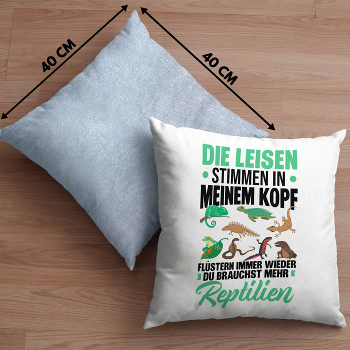 Reptilien-Besitzer Kissen mit Füllung 40x40 Geschenk Schlangen Echsen Die Leisen Stimmen In Meinem Kopf Sagen Mir (Grau) Blau Trendation