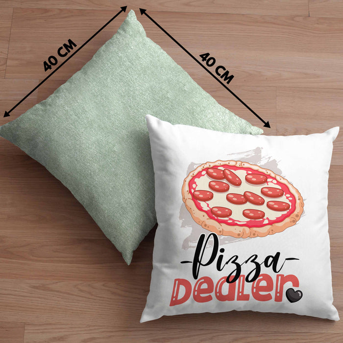 Pizza Dealer Kissen mit Füllung 40x40 Geschenk für Pizzabäcker Geburtstag Spruch Geschenkidee Beste Pizza Der welt (Grau) Grün Trendation