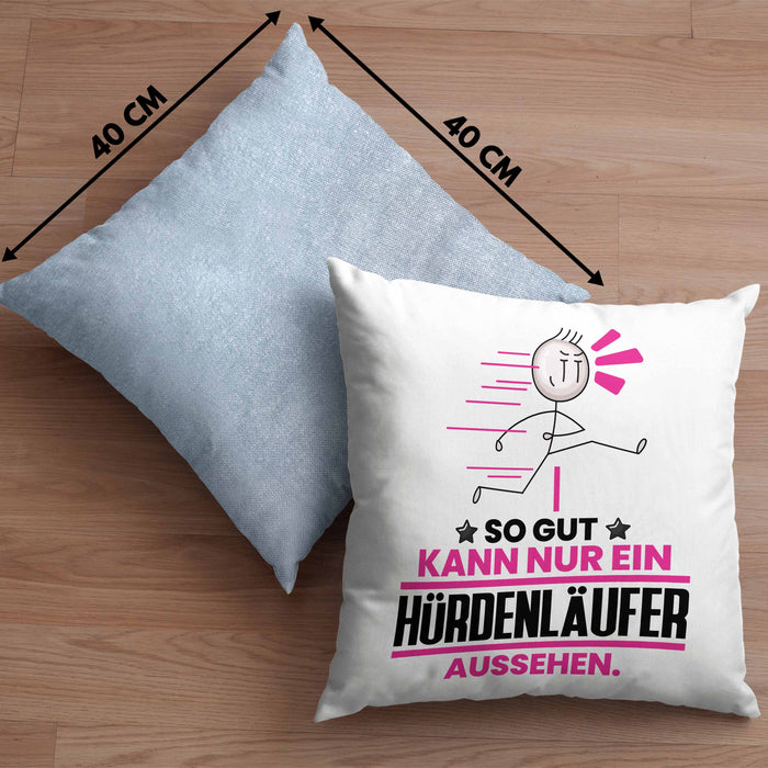 Hürdenläufer Geschenk Kissen mit Füllung 40x40 So Gut Kann Nur Ein Hürdenläufer Aussehen Geschenkidee (Grau) Blau Trendation
