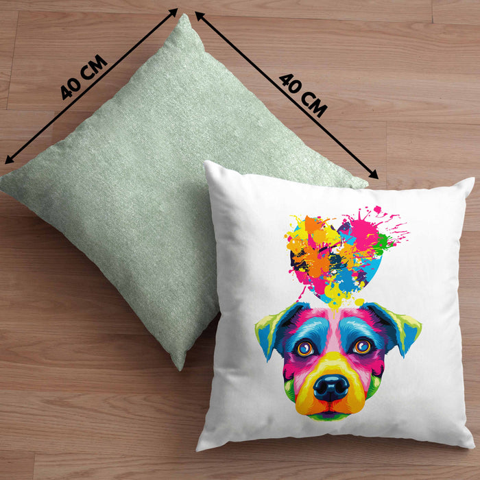 Jack Russell Herz Farbe Besitzer Kissen mit Füllung 40x40 Geschenk Lustiger Spruch Geschenkidee Jack Russell Liebhaber (Grau) Grün Trendation
