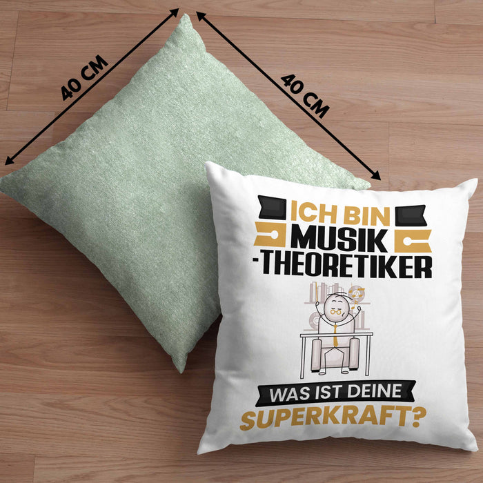 Musiktheoretiker Kissen mit Füllung 40x40 Geschenk für Musiktheoretiker Geburtstag Lustiger Spruch Was Ist Deine Superkraft (Grau) Grün Trendation