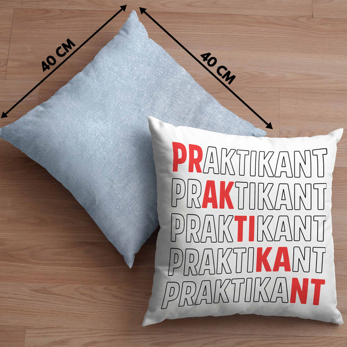 Praktikant Kissen mit Füllung 40x40 Geschenk Lustiger Spruch (Grau) Blau Trendation