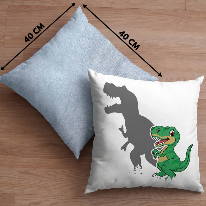 T-Rex Kissen mit Füllung 40x40 Geschenk Schatten Dinosaurier-Liebhaber Geschenkidee Jungs Geburtstag (Grau) Blau Trendation