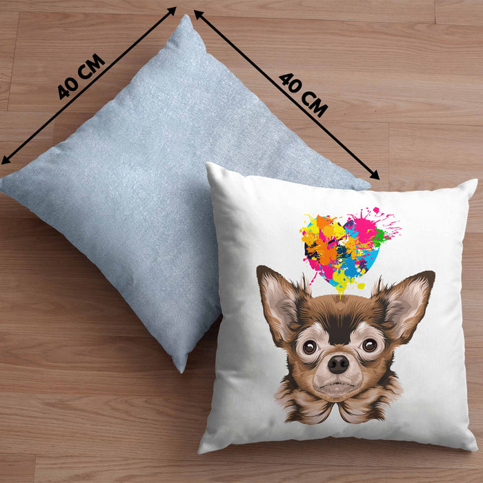 Chihuhahua Mama Besitzer Kissen mit Füllung 40x40 Geschenkidee Frauchen Herrchen Herz (Grau) Blau Trendation