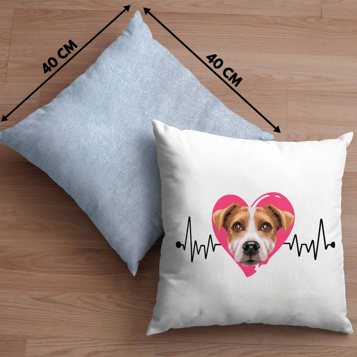 Jack Russel Besitzer Kissen mit Füllung 40x40 Geschenk Lustiger Spruch Geschenkidee Herzschlag Jack Russel (Grau) Blau Trendation