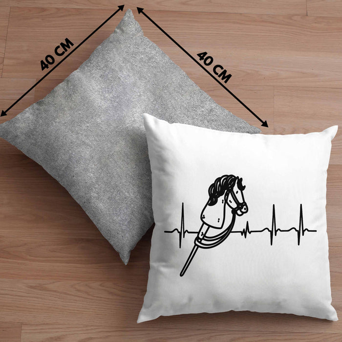 Hobbyhorse Mädchen Kissen mit Füllung 40x40 Geschenk Hobby Horse Pferde Grafik Herzschlag (Grau) Grau Trendation