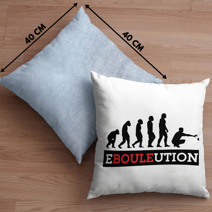 Boule Kissen mit Füllung 40x40 Geschenk Boule-Spieler Geschenkidee Spruch Ebouleution (Grau) Blau Trendation