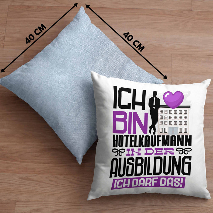 Hotelkaufmann Ausbildung Kissen mit Füllung 40x40 Geschenk Ich Bin Hotelkaufmann In Der Ausbildung Ich Darf Das Geschenkidee Spruch (Grau) Blau Trendation