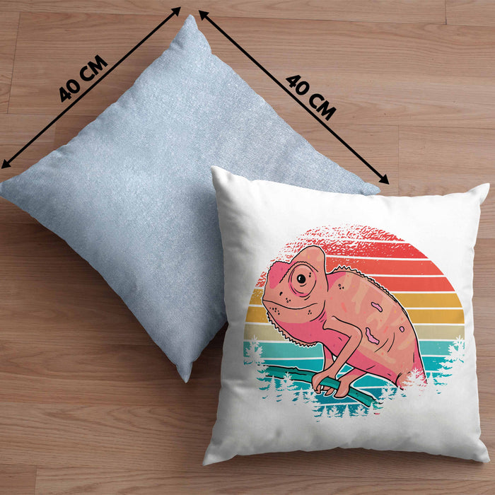 Chamäleon-Besitzer Kissen mit Füllung 40x40 Geschenk Grafik Chamäleon (Grau) Blau Trendation