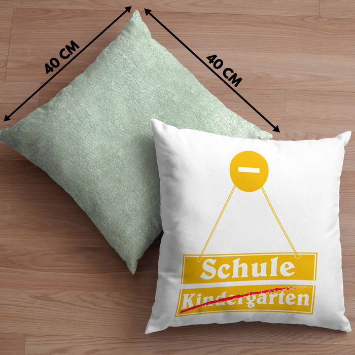 Einschulung Kissen mit Füllung 40x40 Geschenk für Jungs Jungen 1. Schultag Grundschule (Grau) Grün Trendation
