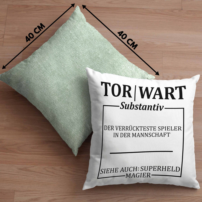 Lustige Torwart Kissen mit Füllung 40x40 Geschenk Torwartin Geschenk (Grau) Grün Trendation
