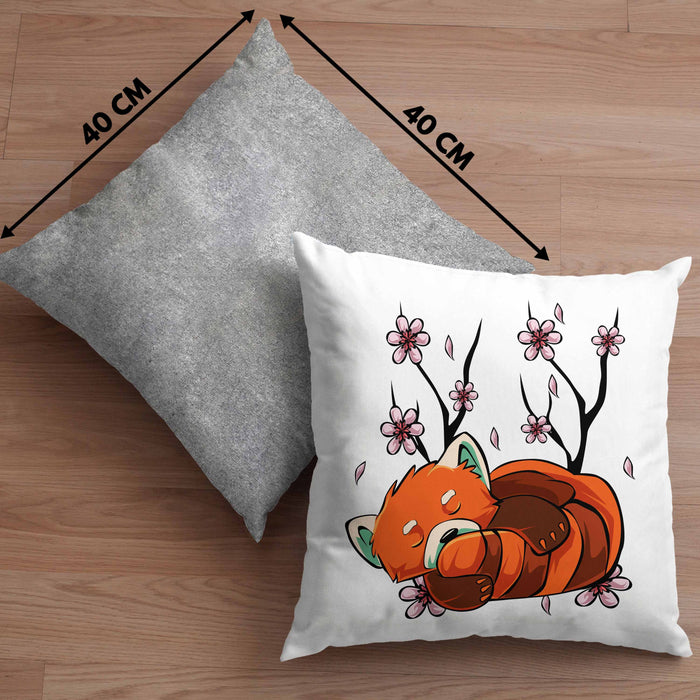 Lustige Roter Panda Kissen mit Füllung 40x40 - Ein süßes Geschenk für Panda-Liebhaber (Grau) Grau Trendation