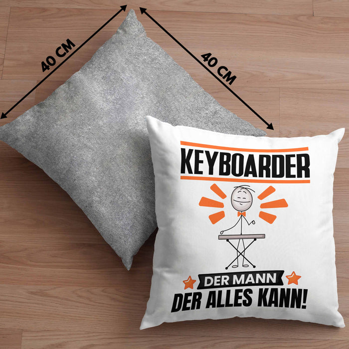 Keyboarder Kissen mit Füllung 40x40 Geschenk für Keyboarder Der Mann Der Alles Kann Geschenkidee zum Geburtstag (Grau) Grau Trendation