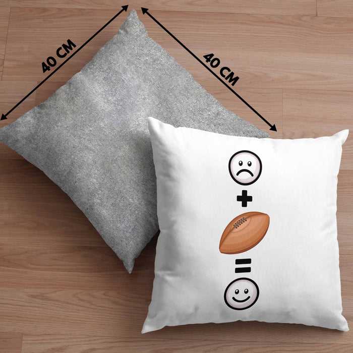 Rugby Kissen mit Füllung 40x40 Geschenk für Rugby-Spieler Lustige Geschenkidee :( + Rugby-Ball = :) Geburtstag (Grau) Grau Trendation