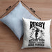 Rugby Kissen mit Füllung 40x40 Geschenk Spruch Geschenkidee für Rugbyspieler (Grau) Blau Trendation