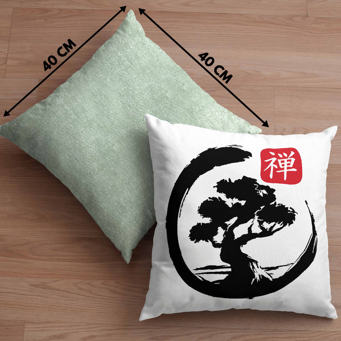 Lustige Bonsai Kissen mit Füllung 40x40 Geschenk für Bonsai-Liebhaber Silhoette (Grau) Grün Trendation