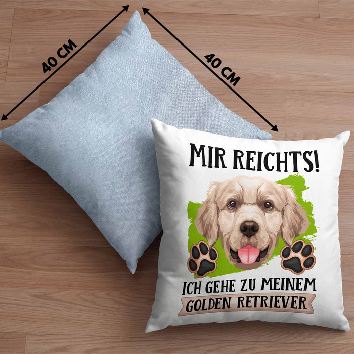 Golden Retriever Besitzer Kissen mit Füllung 40x40 Geschenk Lustiger Spruch Geschenkidee Mir Reichts Ich Geh Zu Meinem Golden Retriever (Grau) Blau Trendation