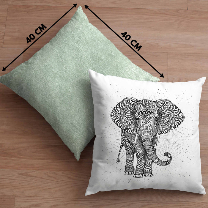Elefant Kissen mit Füllung 40x40 Geschenk Für Elefanten-Liebhaber Geschenkidee Grafik Mandala (Grau) Grün Trendation