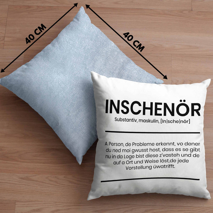 Ingenieur Kissen mit Füllung 40x40 Geschenk Ineschenör Geschenkidee Sprüche Ingenieurswesen Geschenkidee Definition (Grau) Blau Trendation
