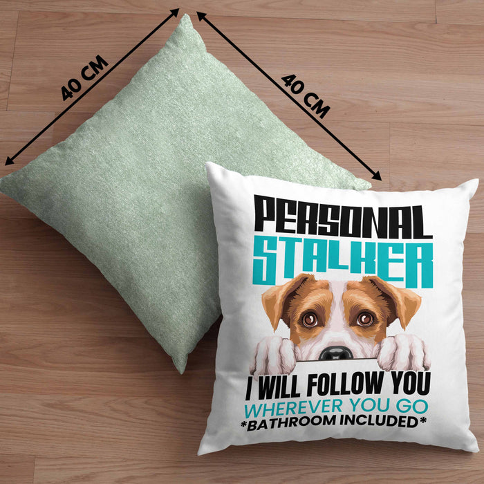 Jack Russell Besitzerin Kissen mit Füllung 40x40 Geschenk Lustiger Spruch Geschenkidee Personal Stalker (Grau) Grün Trendation