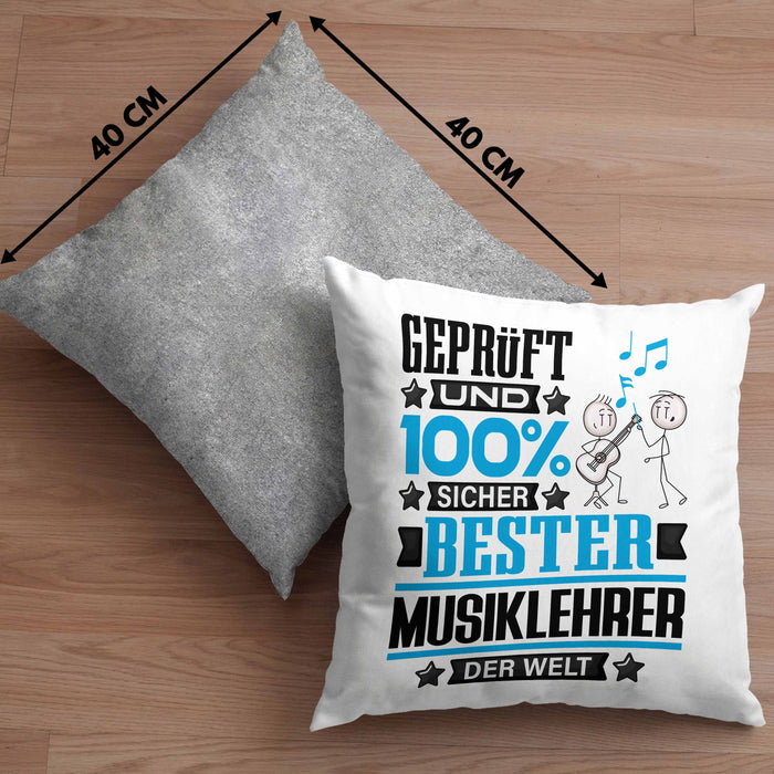 Musiklehrer Geschenk Lustiger Spruch für Musiklehrer Geschenkidee Bester Musiklehrer Der WeltKissen mit Füllung 40x40 (Grau) Grau Trendation