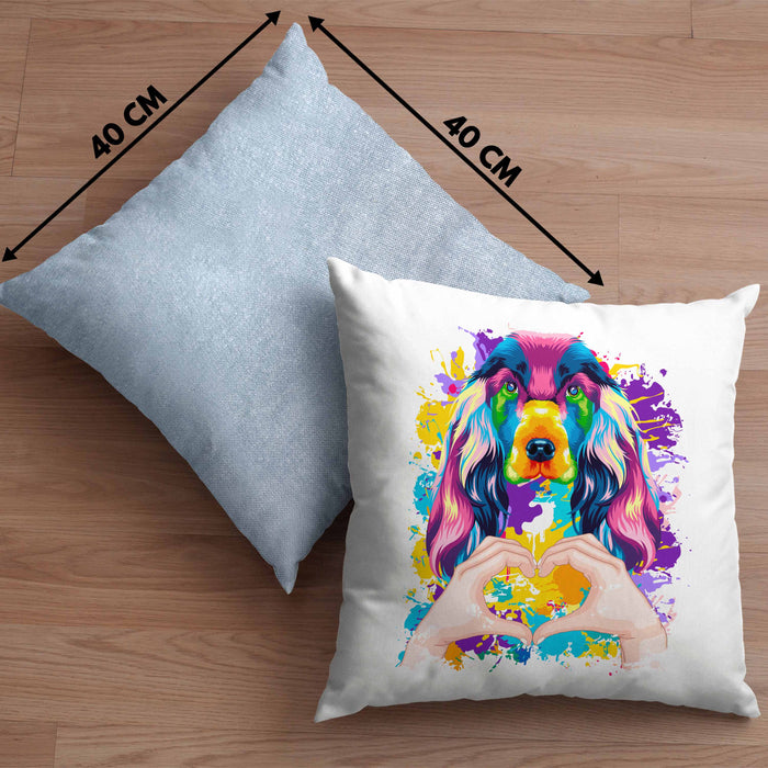 Cocker Spaniel Besitzer Farbe Love Kissen mit Füllung 40x40 Geschenk Lustiger Spruch Geschenkidee Cocker Spaniel Besitzerin (Grau) Blau Trendation
