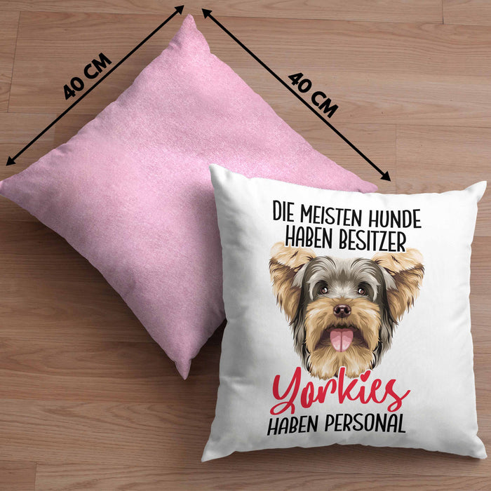 Yorkie-Besitzer Geschenk Kissen mit Füllung 40x40 Hund Yorkie Liebhaber Geschenkidee Die Meisten Hunde Haben Besitzer Yorkies Haben Personal (Grau) Rosa Trendation