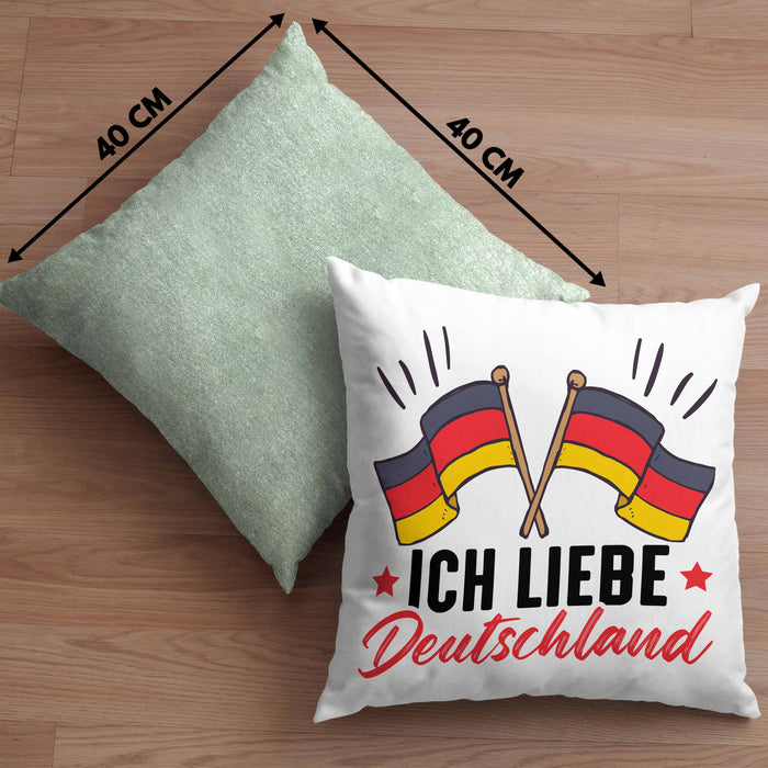 Ich Liebe Deutschland Kissen mit Füllung 40x40 Geschenk Geschenkidee Flagge (Grau) Grün Trendation