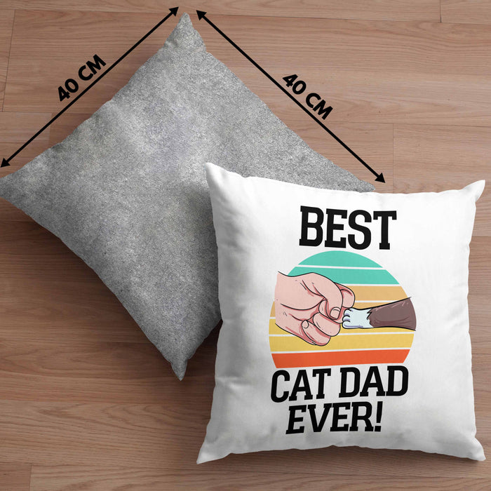 Geschenkidee für Katzen-Papa Kissen mit Füllung 40x40 Katzenmotiv Best Cat Dad Ever (Grau) Grau Trendation