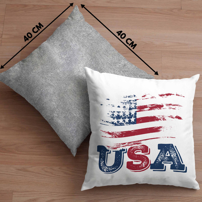 USA Flagge Kissen mit Füllung 40x40 Geschenk Amerika Geschenkidee Auslandjahr Vereinigte Staaten Von Amerika (Grau) Grau Trendation